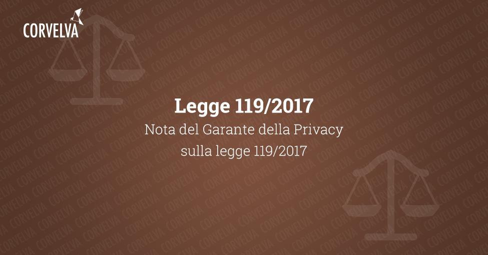 Nota del Garante della Privacy sulla legge 119/2017